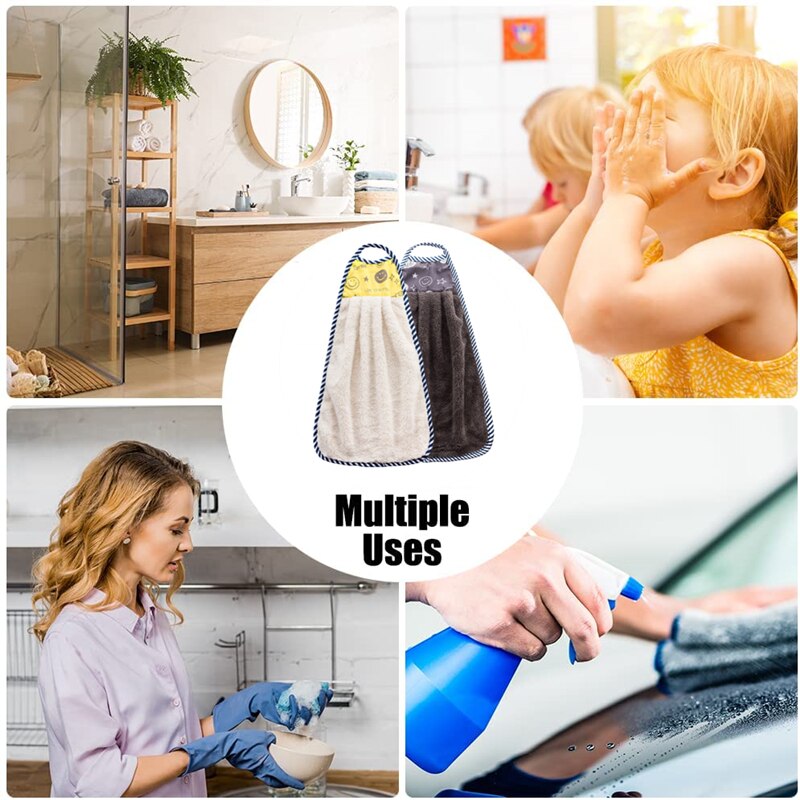 2 stk mikrofiber håndklæde hængende køkkenlommetørklæde til hænder badeværelseshåndklæder absorberende klud blødt håndklæde til hånd 45*30 cm