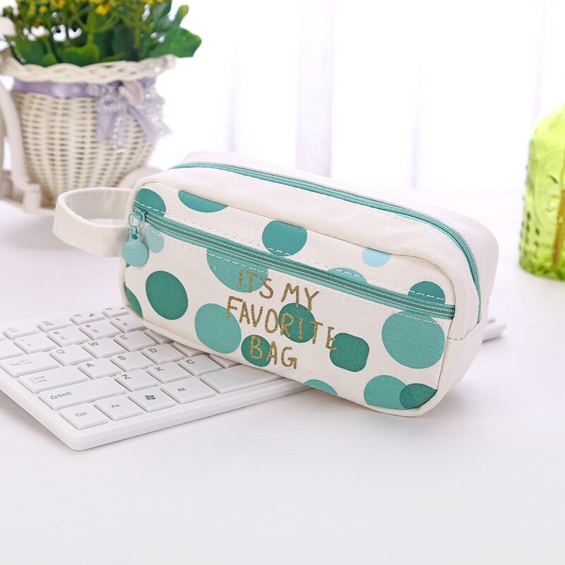 Pink canvas pencil case large capacity Kawaii pen case for girls school Pencil cases student stationery box cute Storage bag: C1