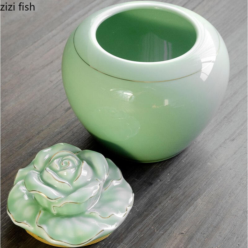 Large Tea Tin Ceramic Airtight Jar Tea Caddy Moisture-proof Tea Box Tea Container Tea Organizer Storage Tank Storage Box Tea Can