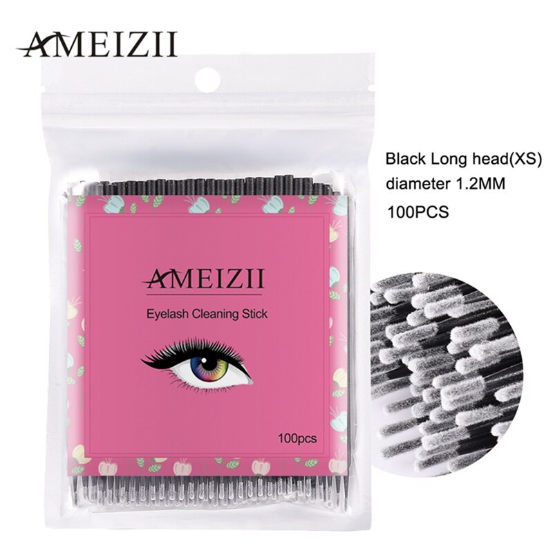 Ameizii 100 stk øjenvipper kosmetiske vatpinde applikator børster dental mircro børste mikro mascara tryllestave spoilere: 01