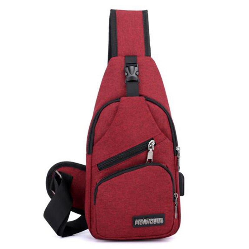 Schoudertassen voor mannen, usb-oplaadbare crossbodytas voor mannen en vrouwen, antidiefstal borsttas, schooltassen, korte reizen, koerierstassen: Rood