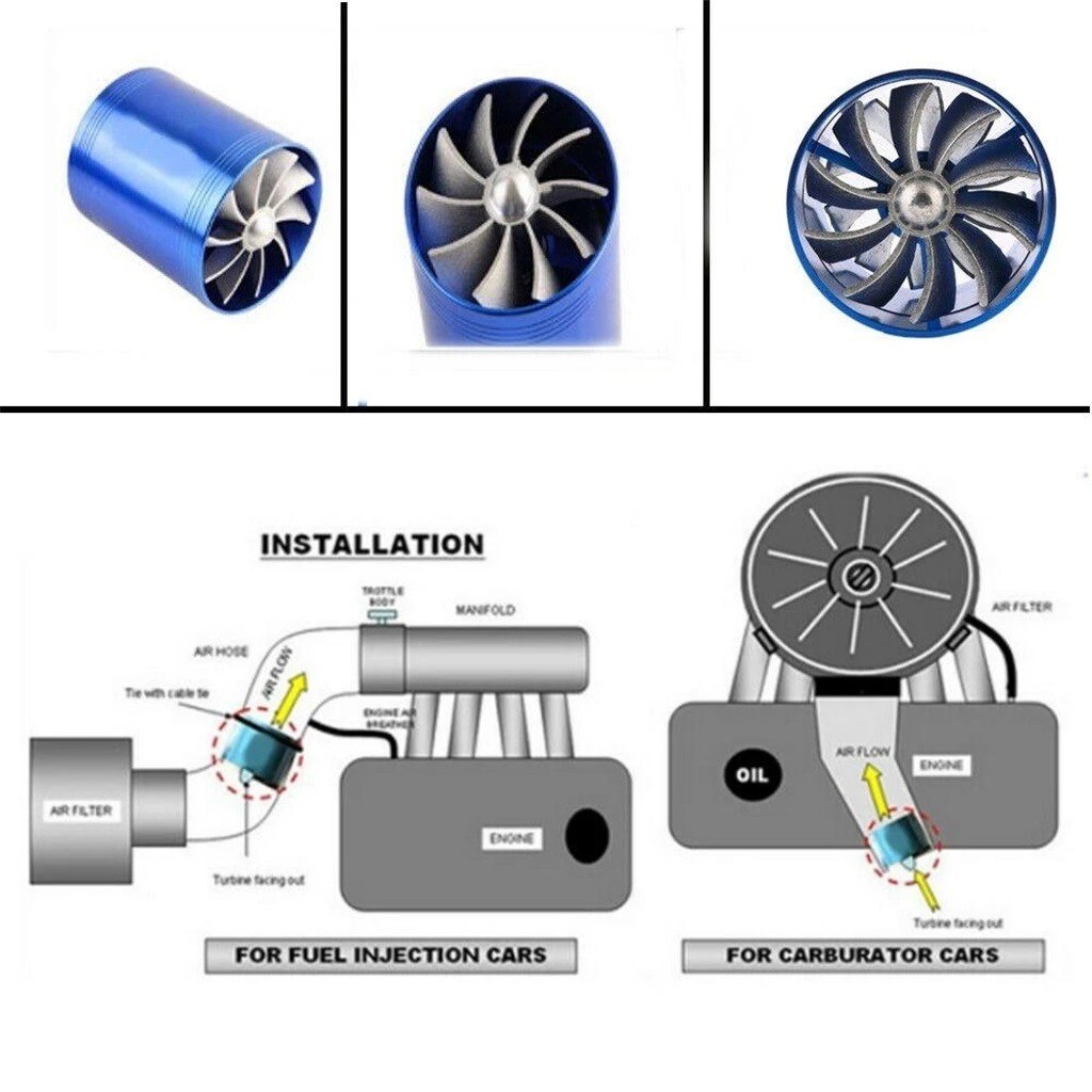 auto Turbina di Aspirazione aria auto rimontare turbo gas Olio Combustibile risparmiatore fan turbo compressore Turbina Misura per Tubo di Aspirazione dell'aria diametro 2.5-2.9in