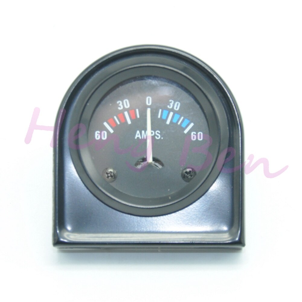 HB Universal Car 2" 52mm Black Analog Ammeter AMPS Meter Gauge 60A White LED Light