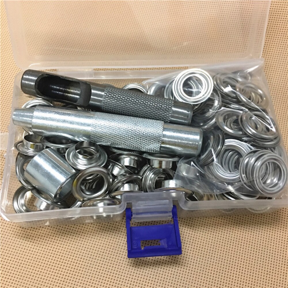 100 Set Grommets Kit Brass Eyelets Button Kit with 3PCS Tools Multipurpose Eyelets Button Set Portable Eyelets Button To