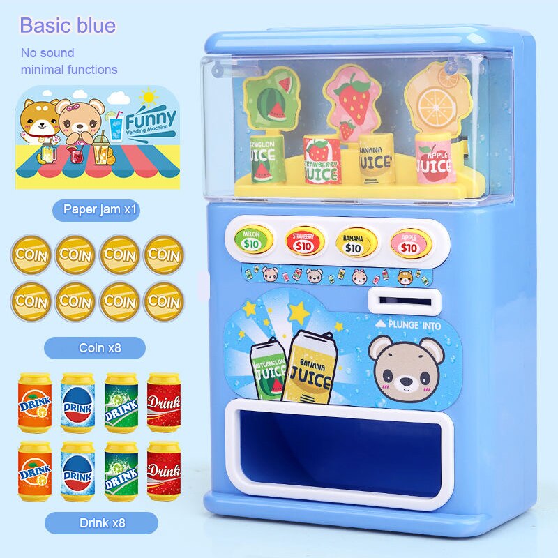 Børn simuleret salgsautomat puslespil drikkevarer drikkevareautomat legetøj foregive drik mini puslespil legetøj: Grundlæggende blå