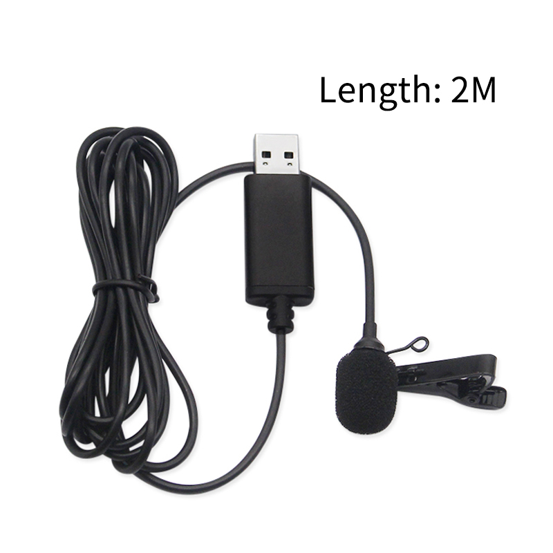 Portable USB Mini Microphone 2m Lapel Lavalier Mic Clip-on External Buttonhole Microphones for Laptop PC Computer Recording Chat