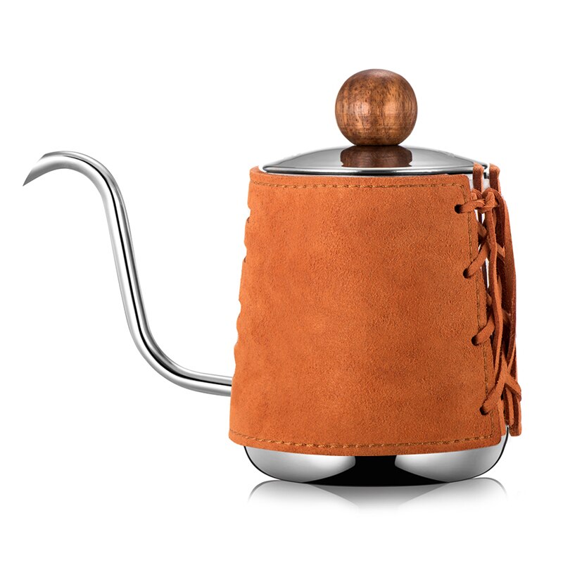 Hervidor de agua con cuello de cisne para café, tetera de cuero con cuello de cisne, sin manos, 350ml: A