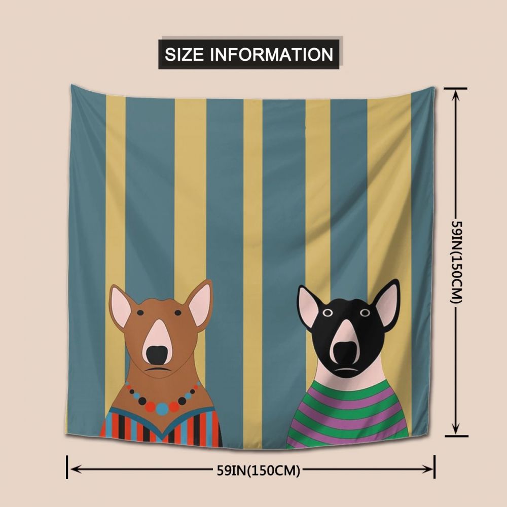 Bull Terrier Tapijt Muur Opknoping Gordijn Hond Dier Muur Doek Polyester Strand Mat Unieke