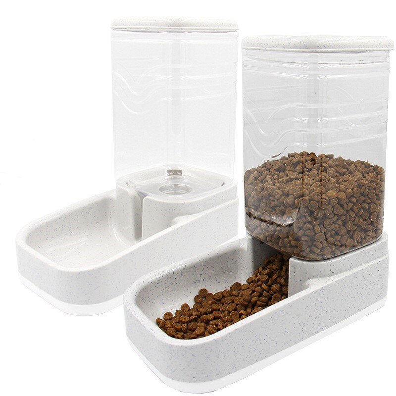 2 stykker / sæt kattefoderskåle til automatiske fødere til hunde vanddispenser springvandflaske til katteskål fodring og drikke: Grå