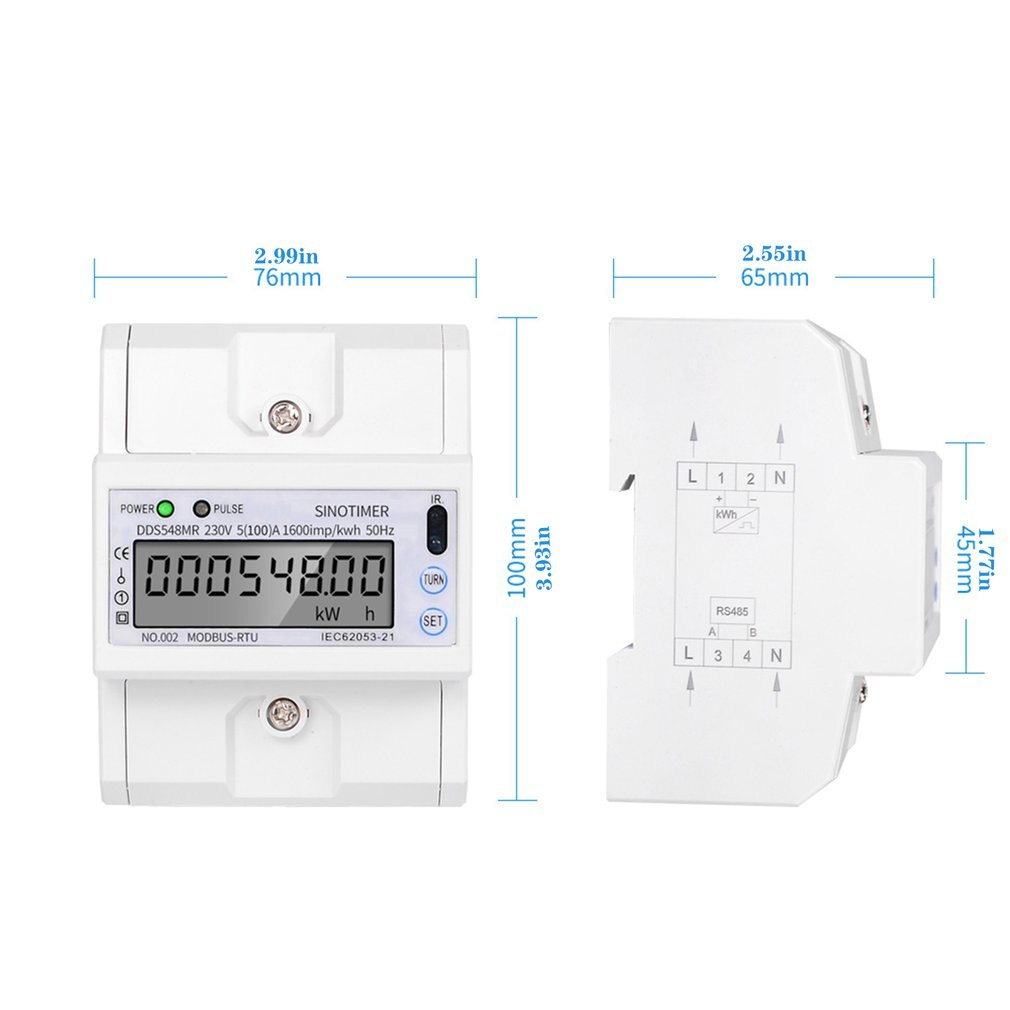SINOTIMER DDS548Herr 5-100A 230V Multi-funktionale Einphasig AC Energie Verbrauch Meter Überwachung Schiene Mit RS485 Modbus