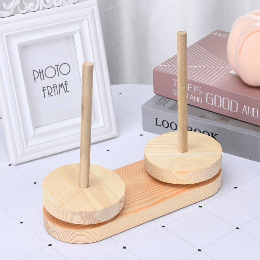 Yarn Holder Solid Wood Bobbin Cupcake Spindle Storage Winder Stand Fiber Crocheting Tool Kit Sewing Thread Big Base