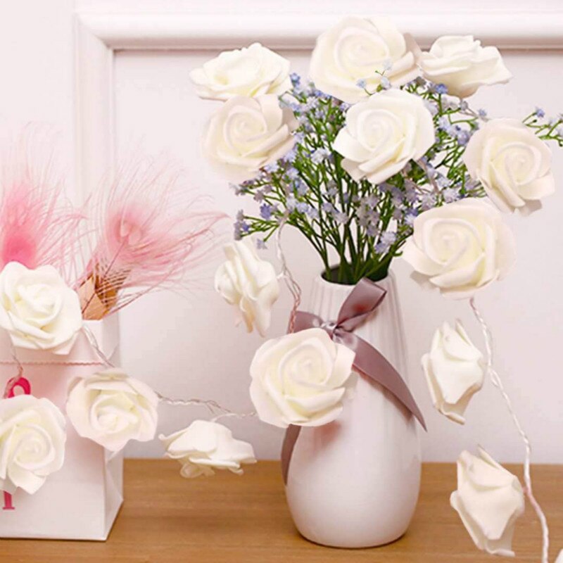 3m LED Rose Schnur Lichter Licht Dekoration für Valentinstag Hochzeit Mädchen Herz Zimmer Garten Nachtlicht Glühwürmchen lichter Dekor: Weiß Rose / 1.5m 10 leds