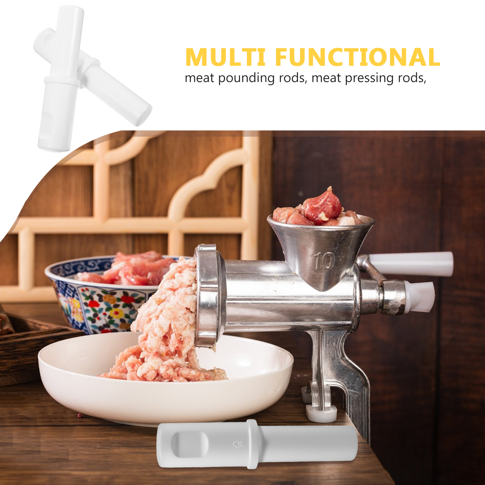 2 kpl lihamylly muovinen lihamylly yleiskäyttöinen tamper-työnnin makkaramylly keittiön ruokamylly kauppaan