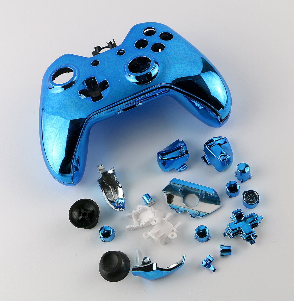 1set di Ricambio Chrome Completa Borsette E Bottoni Mod Kit per Xbox Un Controller Custom Alloggiamento Della Copertura Per Xbox One: E full set blue