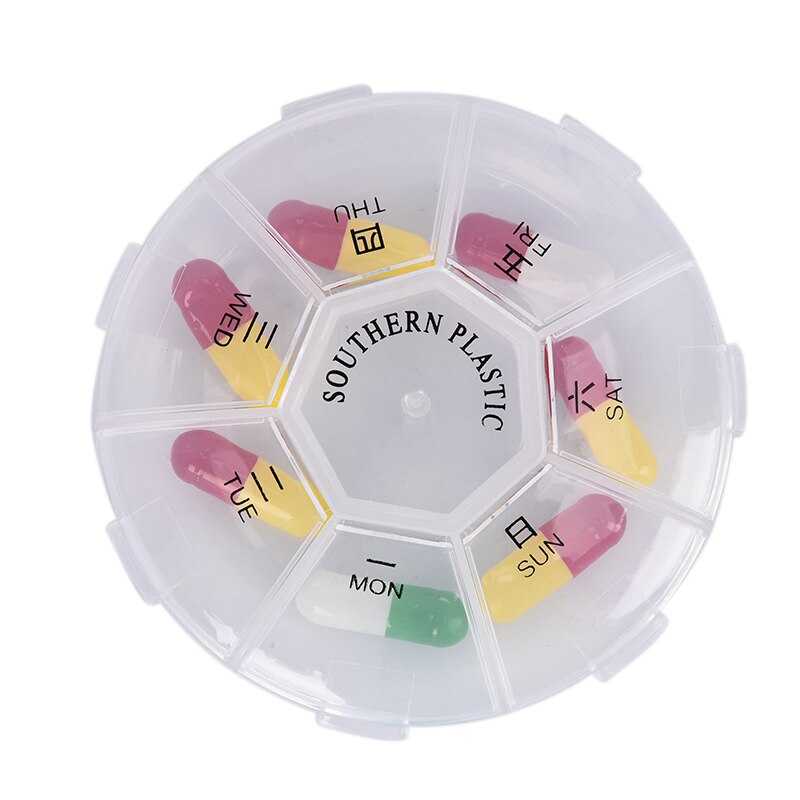 1pc 7 dagen medicijn pillendoos mini draagbare reisopslag vitamine doos soort tablet houder organizer container gevallen: 1pc