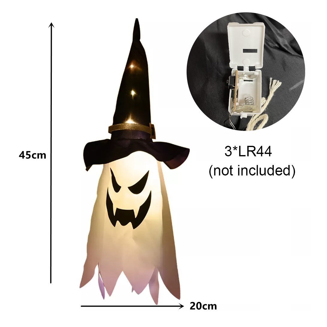 45-80cm led halloween-dekorasjon blinkende lys gypsophila spøkelsesfestival kle seg glødende trollmannsspøkelseshattlampe hengende dekor: Dyp safir
