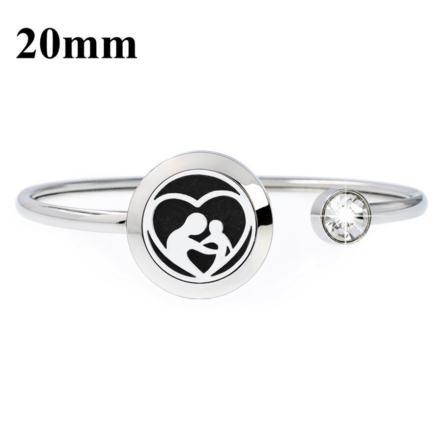 20mm 316L stainless steel Magnetic Aromatherapy locket Essential oil diffuser bangles bracelet free 10pcs pads: GQ075