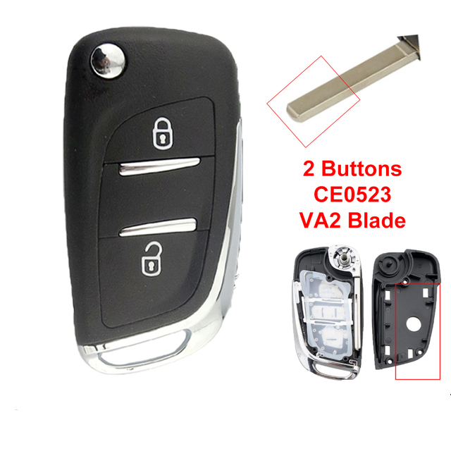 OkeyTech modificado Flip remoto de la llave del coche para Peugeot 307, 408, 308, 4007, 3008 para Citroen C2 C3 C4 C5 C6 VA2/HU83 CE0536/CE0523: 2BT VA2 0523