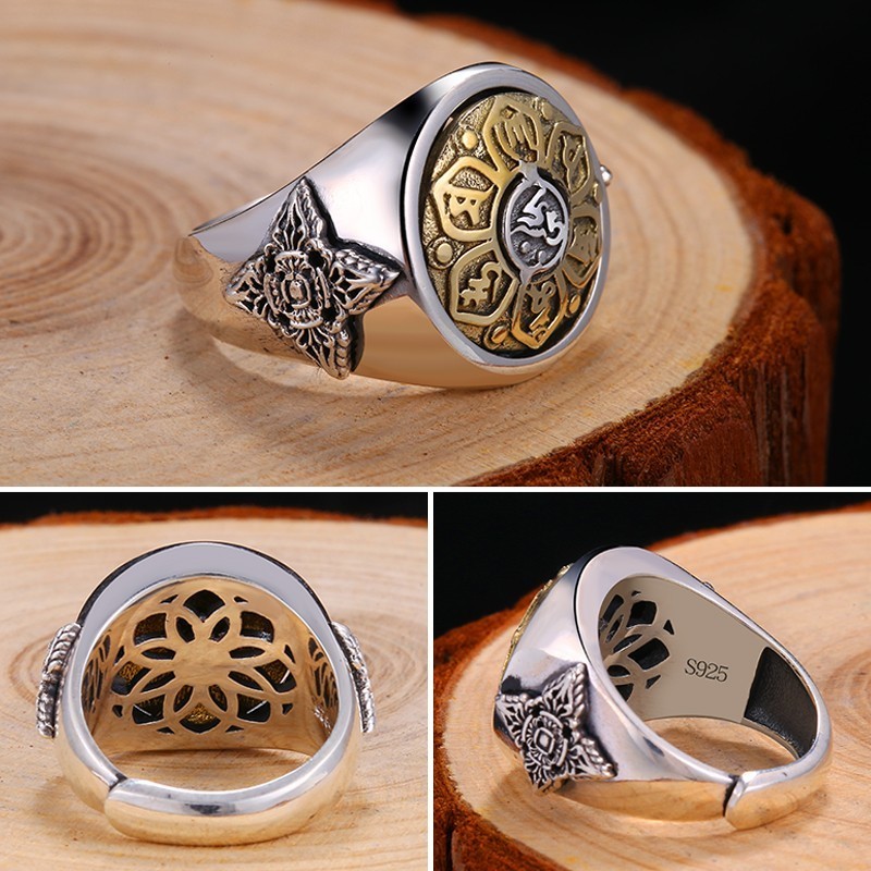 Zabra 925 Sterling Argento Spin Anello per Le Donne Degli Uomini Formato Aperto 2 Scelte di Buddha Sei Parole Anello con Sigillo Vintage Rock gioielli