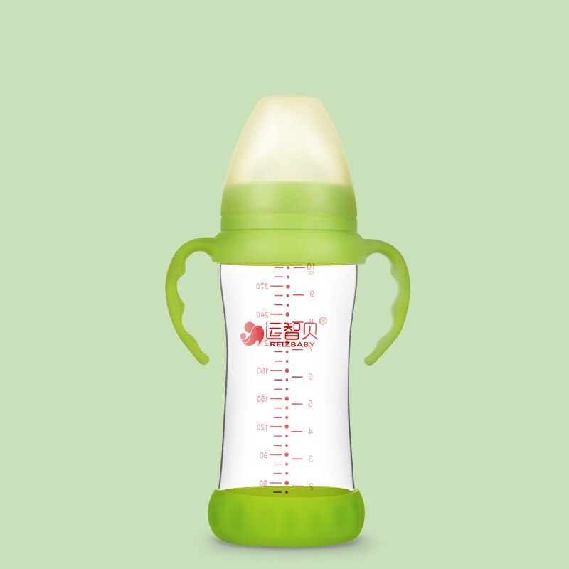 Botella de alimentación de bebé de vidrio, botella de agua de calibre ancho, resistente a altas temperaturas, 180/300ml: green 300ml