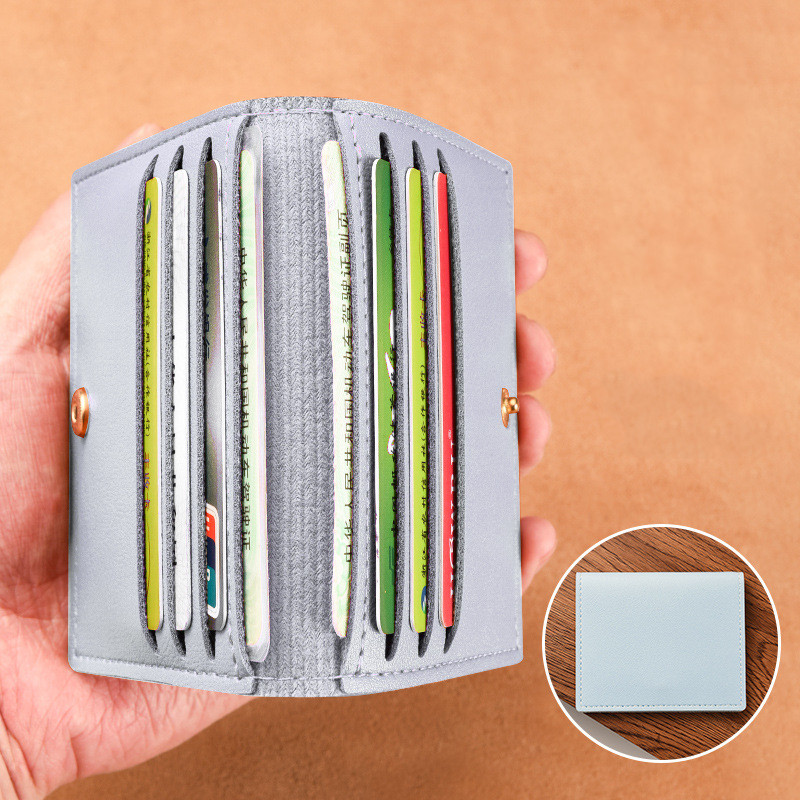 Damski Mały Portfel PU - Krótki, Cienki, Kieszonka na Karty, Portmonetka na Guzik: Czarny