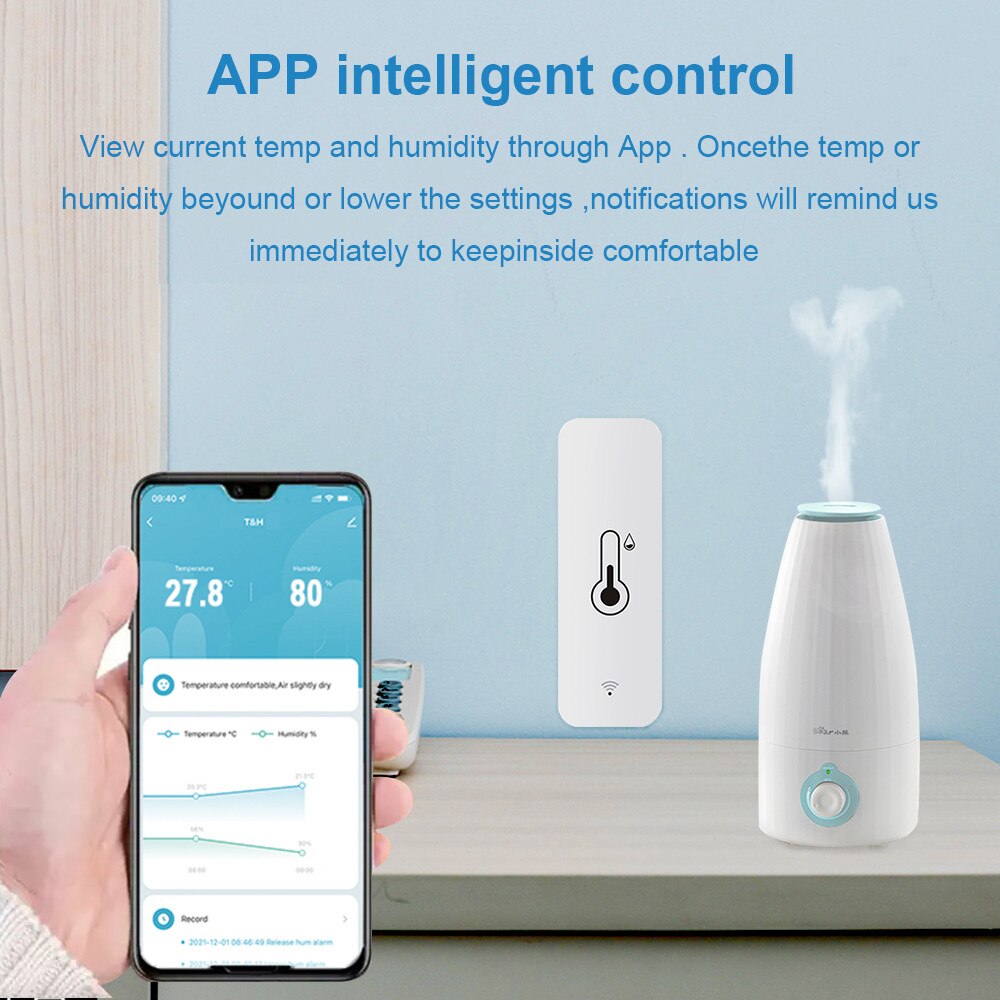 Aubess Tuya Smart Wifi Temperature And Humidity Sensor Indoor Hygrometer Controller Monitoring For Alexa Google Home Smart Home