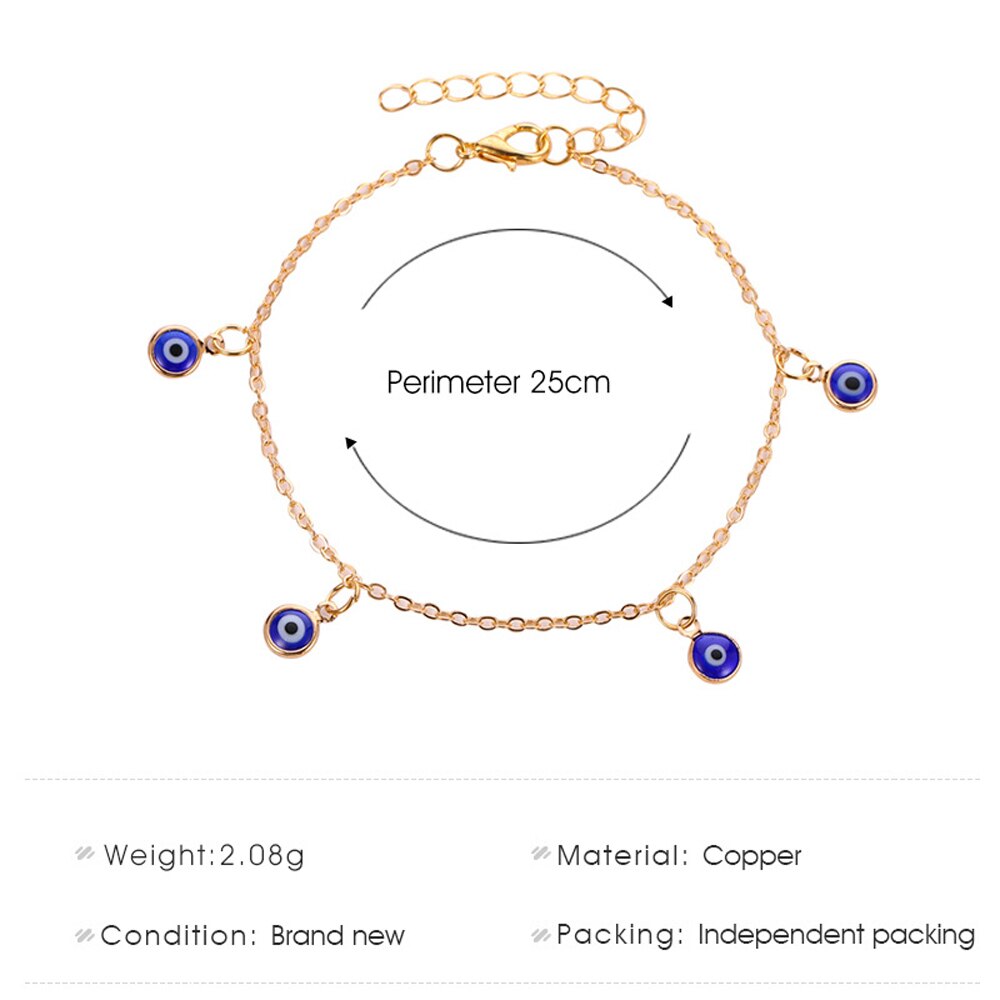 Glück Auge Blau Türkische Bösen blick Fußkettchen Gold Silber Farbe Fuß Kette Knöchel Armbinde Einstellbar für Frauen Mädchen Schmuck LE494