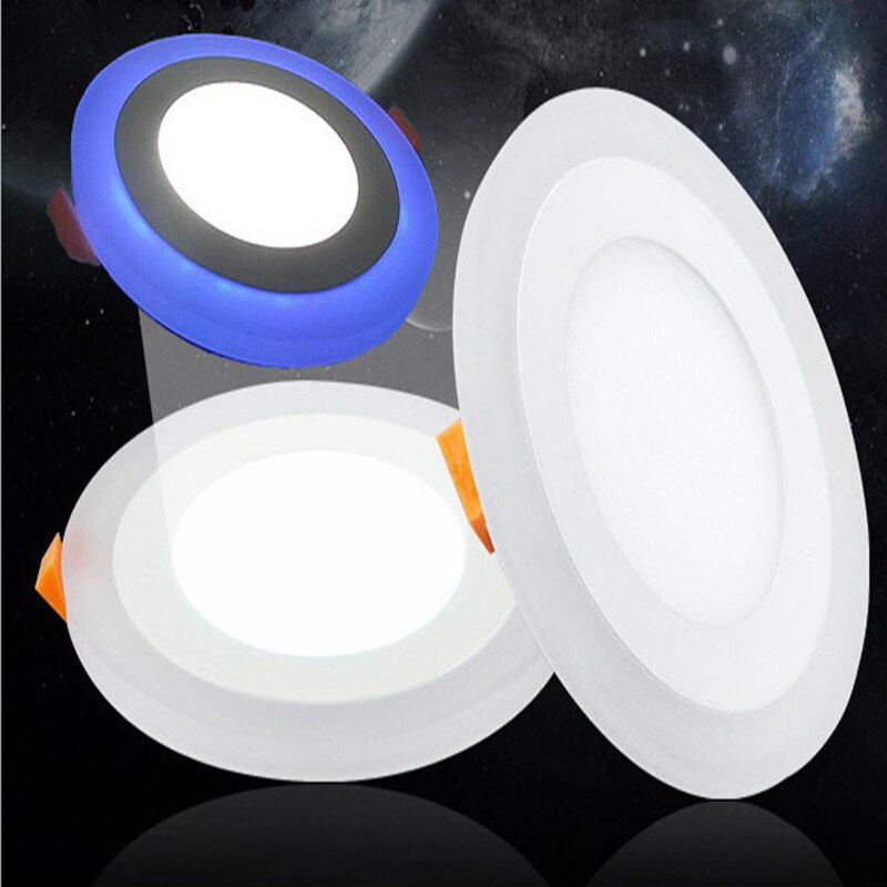 round/square led panel downlight,6w 12w 18w 24w double color led ceiling recessed lights,3 model led lamp panel light Free ship