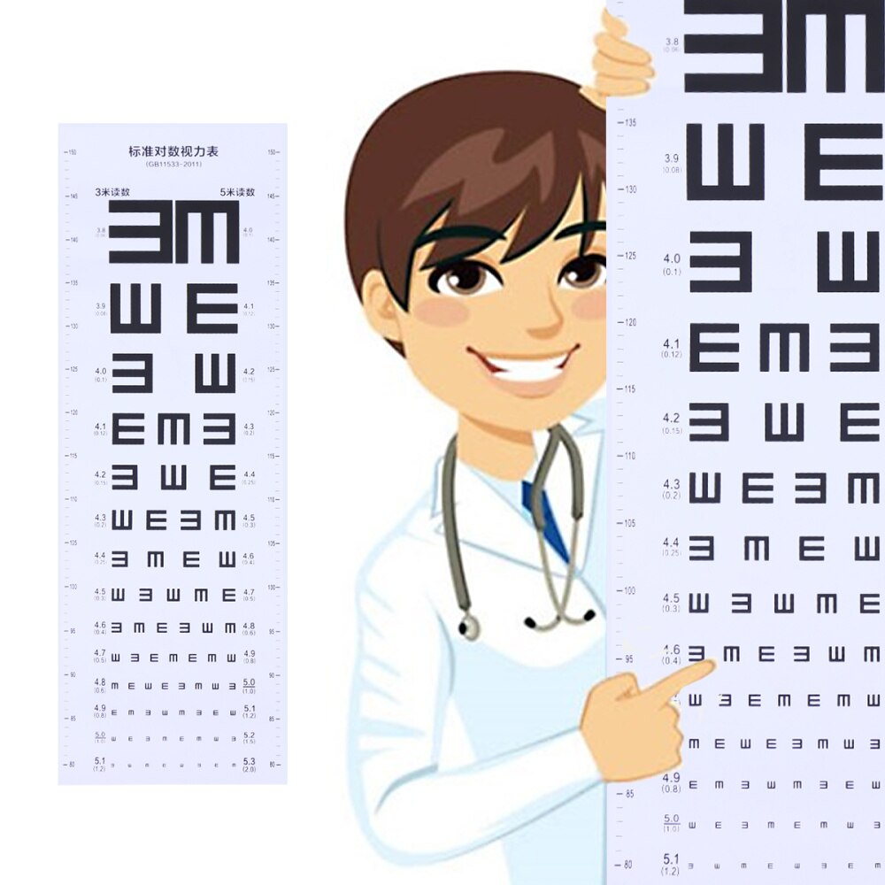Thick Eye Chart Visual Testing Chart for Home School (White)