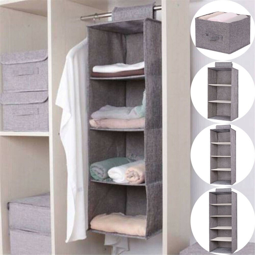 Hängen Kleiderschrank Kleidung Organizer Lagerung Hause Hängen Schublade Kasten Schlafzimmer Tasche Kasten Baumwolle Leinen 3 Schicht Veranstalter