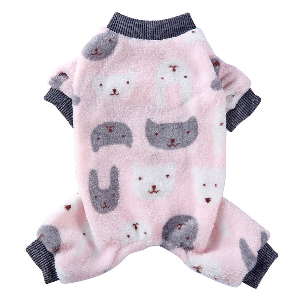 Coelho bonito dos desenhos animados imprimir quente velo pequeno roupas para cães animais de estimação macacões camisola gato cachorro inverno vestuário 208: XL