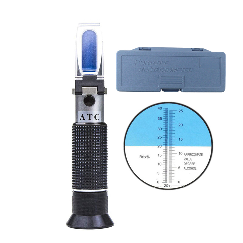 0-40% refraktometer Für Wein Tester Für Wein Brix Zucker Für Braga Wein Alkohol Meter 0-25% ATC refratometer Für Trauben Tester: mit Kasten
