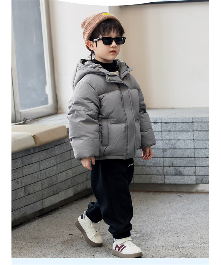 RAISE Winter Children Girl Down Jacket Thicken Plus Velvet Windproof Baby Girl Hooded Outerwear Loose Solid Zipper Kid Girl Coat: GRAY / 7T