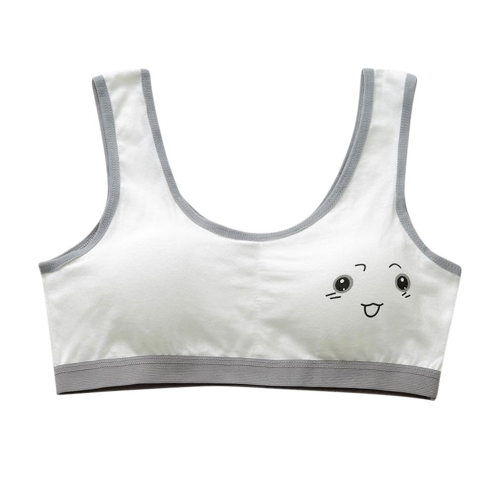 Kidlove Women Cute Cartoon Girl Bra Soft Cotton Underwear Teenage Training Casual Bra for Students 6-12 Years Adolescente