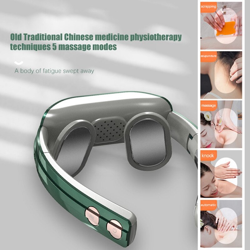 USB Cervical Spine Massager with Heating Function,Wireless Remote Control Folding Pulse Shoulder and Neck Massager