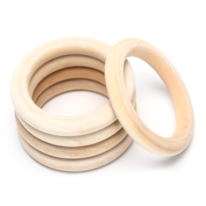 5-50pcs Natural Color 2-7cm Wooden Beads Pendant Connectors Circles Rings Beads Unfinished Natural Wood Wall Hanging Ornament