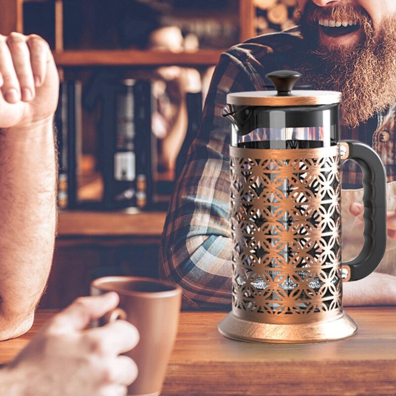 Franse Pers Koffie Thee Maker 34Oz, hittebestendig Glas 304 Roestvrij Staal Koffie Druk Pot Met 3 Filter Scherm