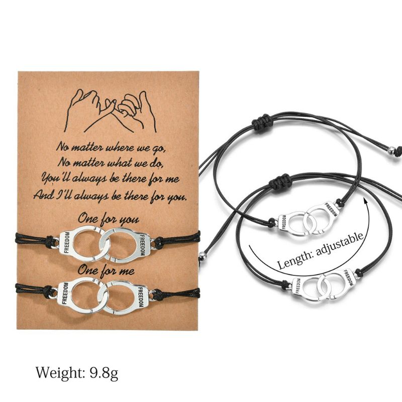 2Pcs Handcuff Freedom Justice Charm Friendship Couple Lover Bracelets Kit Unisex T4MD