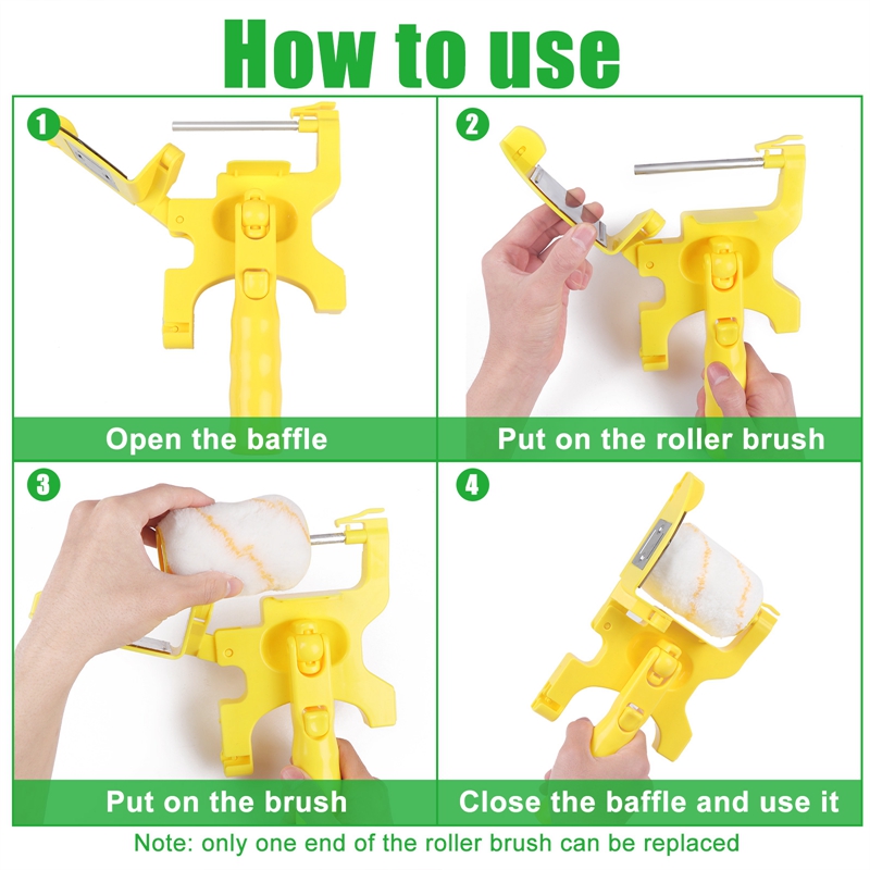 11Pcs Paint Roller Brush Set Multifunctional Hand-Held Clean-Cut Paint Edger Roller Brush Portable Home Improvement Tool