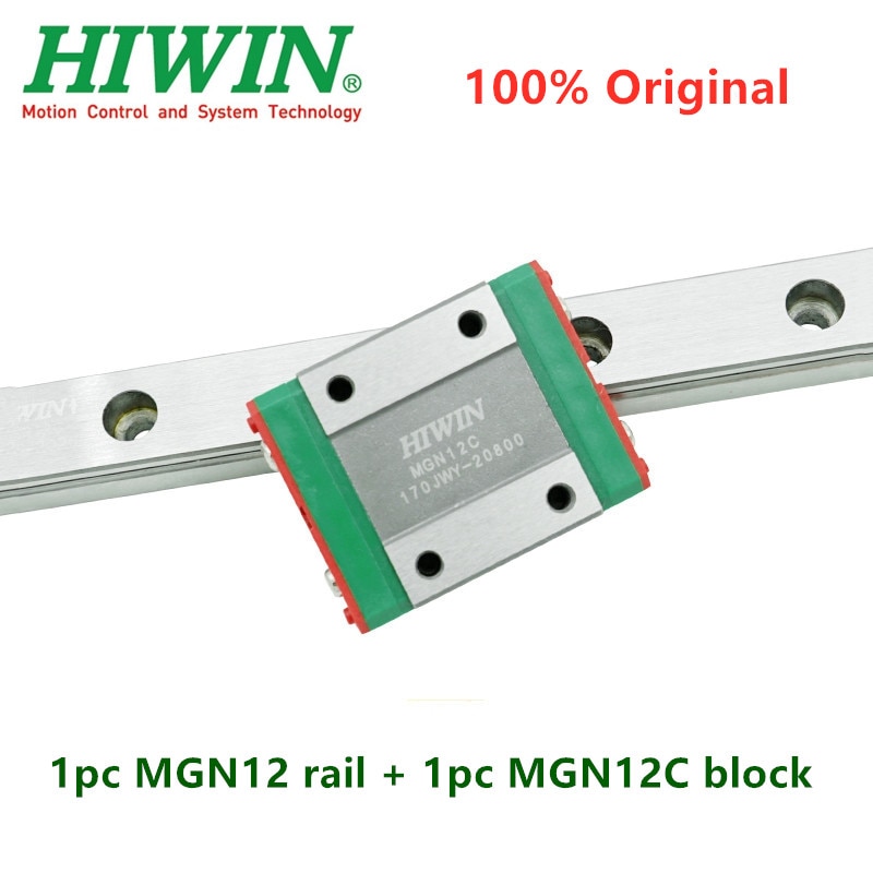 Hiwin-riel de guía lineal MGNR12 Original, 150, 200, 250, 300, 330, 350, 400, 450, 500mm, 1 pieza, MGN12C, carro de bloques cnc de 12mm, 1 ud.