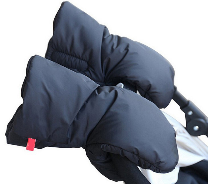 Couvre-mains d&#39;hiver pour manchon de poussette avec fourrure,gant de chariot pour se maintenir au , housse à main polaire, accessoires de landau,: Hand muff (black) 2