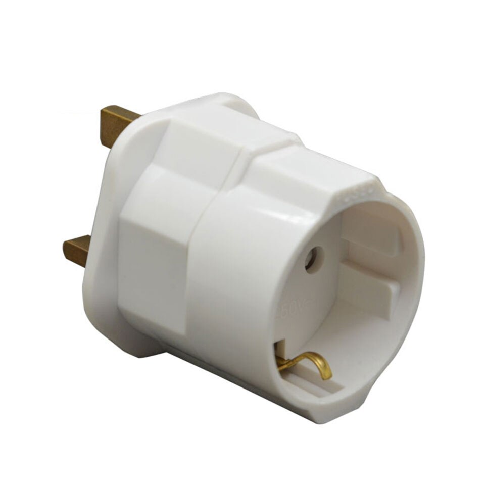 13A International Plug Adaptor Universal Travel Socket UK To EU Plug AC Power Charger Converter Fused Overload Protector 3250W: White