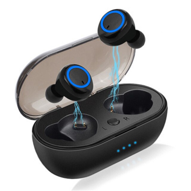 Tws Oordopjes Draadloze Bluetooth Oortelefoon Noise Cancelling Oordopjes Waterdichte Hifi Gaming Headset Koptelefoon Met Microfoon Opladen Doos: Black-Blue