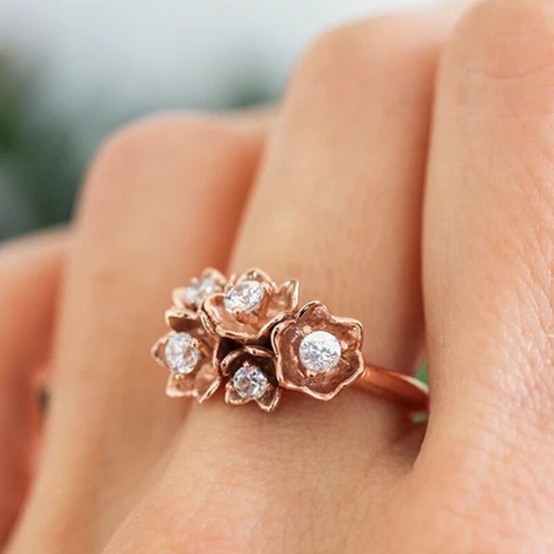 Zirkoon Engagement Ringen Voor Vrouwen Rose Trouwringen Vrouwelijke Kristallen Sieraden Chic Accessoires
