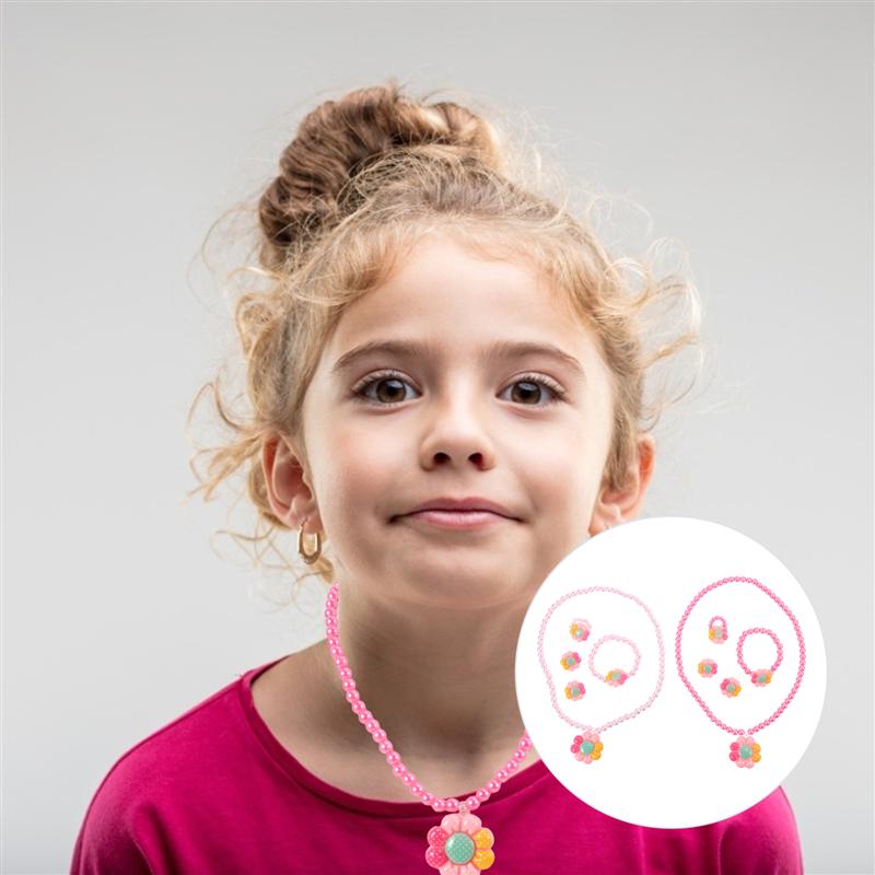 2 Sets Imitation Pearl Party Favors Photo Props Jewelry Kit Necklace and Bracelet