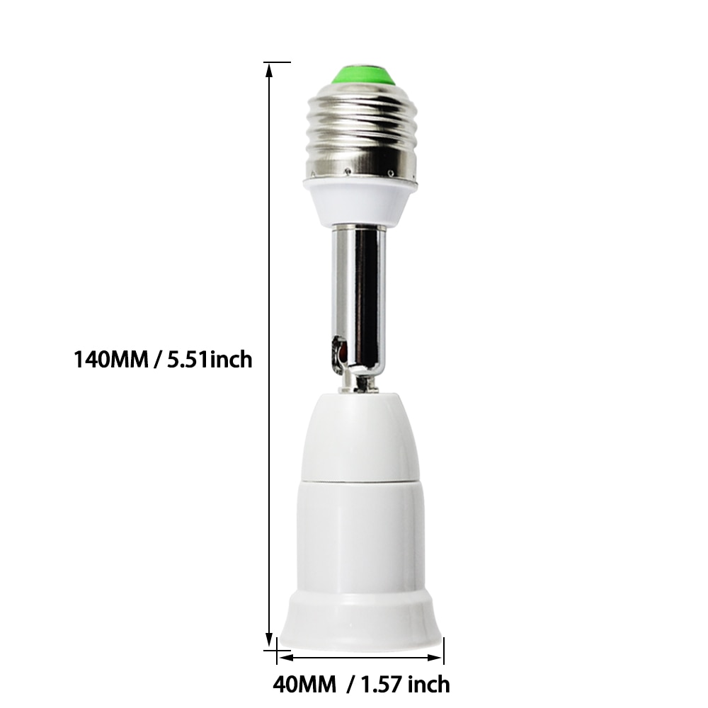 E27 to E27 LED Flexible Lamp base Bulb Socket PC+ aluminum White With 10CM Extension Light Holder Converters