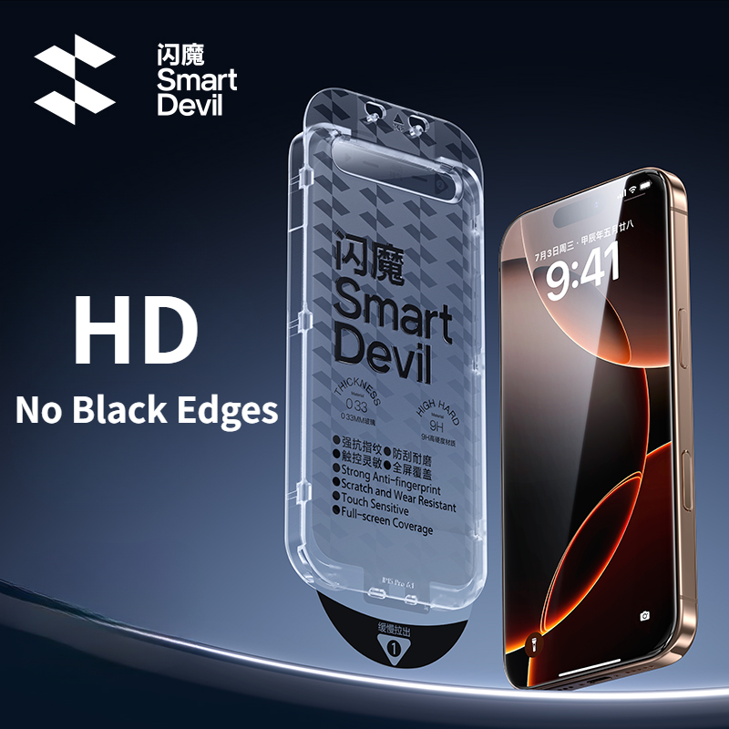 SmartDevil Protector de pantalla de cabina sin polvo para iPhone 16 pro Max 15 14 13 película de vidrio templado transparente sin bordes antihuellas