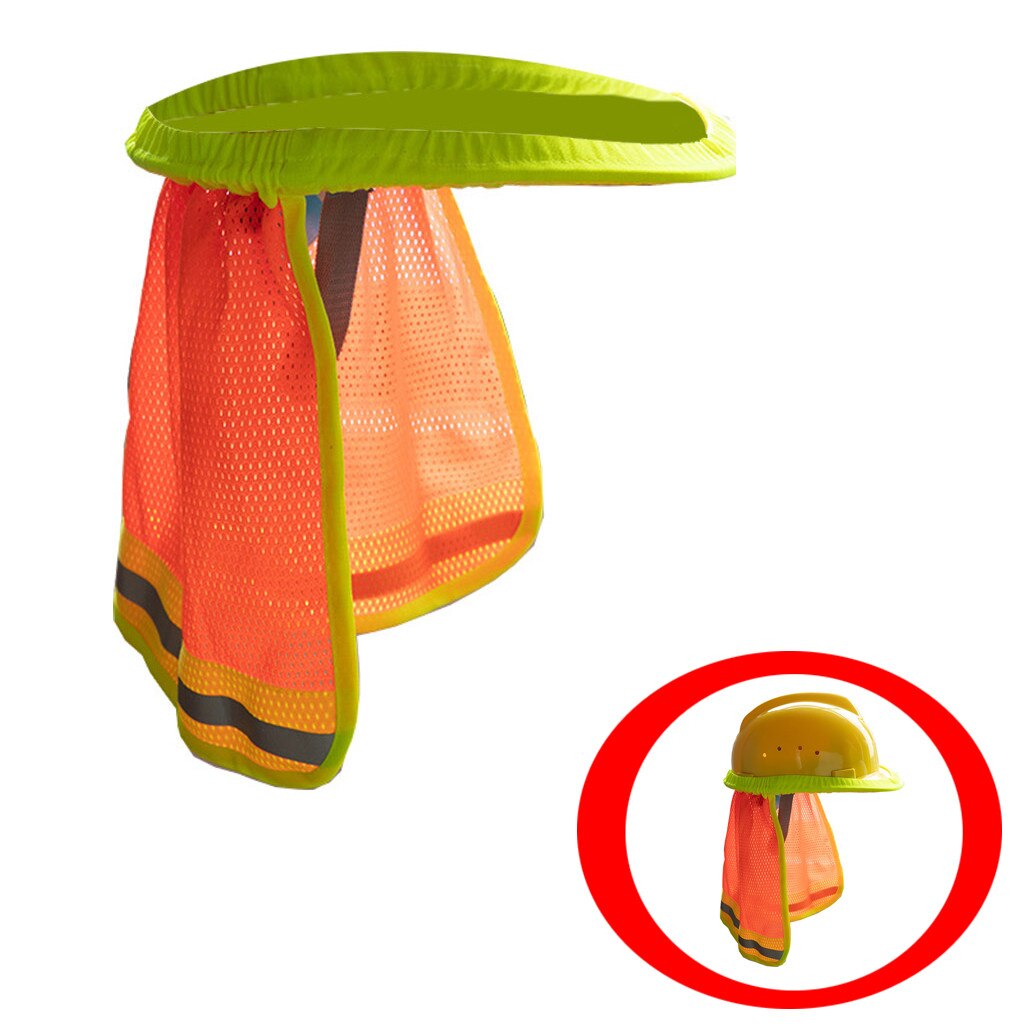 Yellow Orange Hat Outdoor Construction Safety Hard Hat Sun Shade Neck Shield Reflective Stripe Protective Helmets Shield#p8