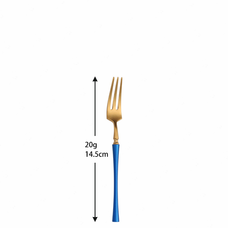 1 Pc Tea Fork Western Style Family Expenses Stainless Steel Small Fruit Fork Dessert Fork for Cake Snack Salad Fork Dinnerware: blue gold