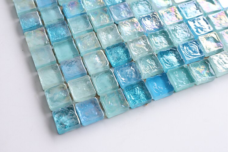 Sugar Light Blue Glass Mosaic Backsplash JMFGT2002 Bathroom Kitchen Glass Wall Tile